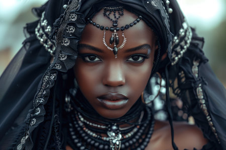 Portrait of a young beautiful African American womanの素材
