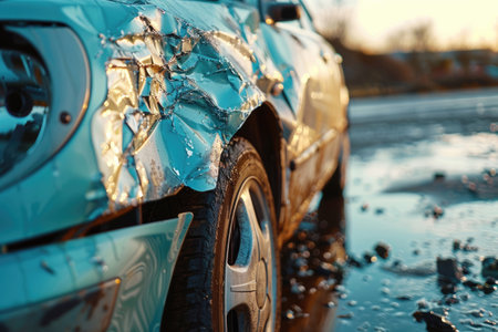 Dent on a car after an accident, insurance conceptの素材