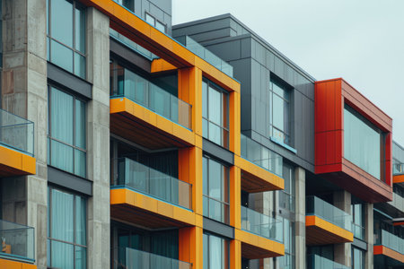 Multi storey modern building close-upの素材