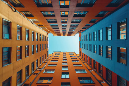 Multi-storey modern house, bottom viewの素材