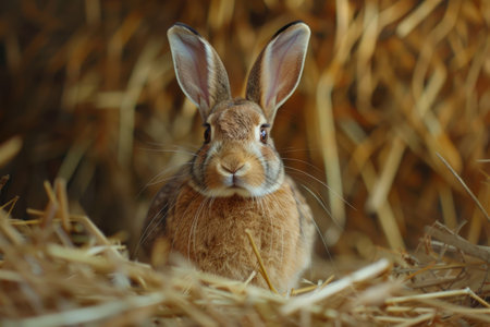 Portrait of a funny fluffy hareの素材