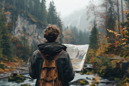 artist paints a picture outdoors with an easelの素材