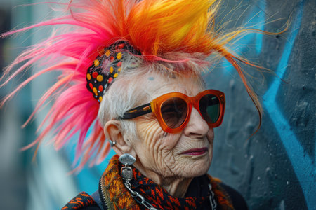 Senior informal woman with mohawkの素材