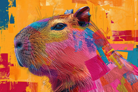 Capybara in color pop art styleの素材