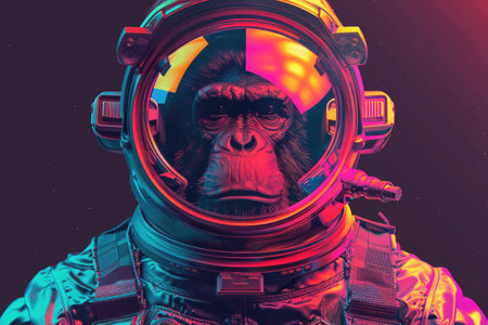 Monkey in spacesuit and helmetの素材