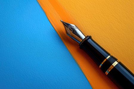 Ink pen for notes on a colored backgroundの素材