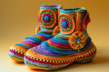 Colored crochet baby boots with Irish laceの素材