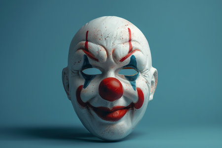 Retro mask of a scary bad clown. Copy space for textの素材