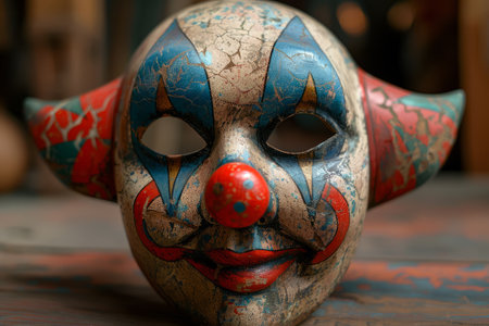 Scary bad clown mask in vintage styleの素材
