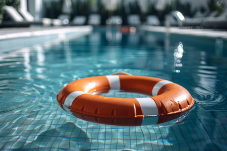 Lifebuoy in swimming in the poolの素材