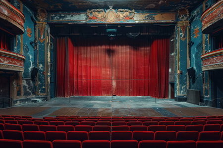 Old theater stage with lightingの素材