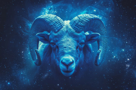 sheep, symbol of the Aries sign of the zodiacの素材