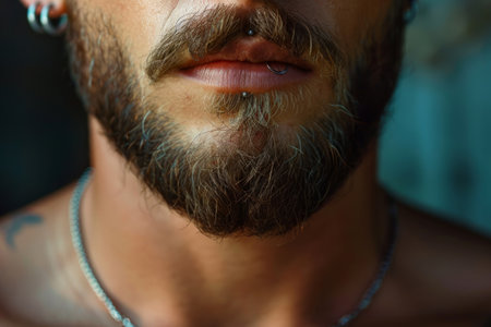 Face of a young man with piercingの素材