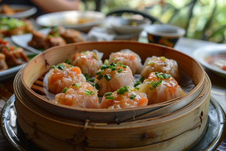 dim sum in bamboo steamerの素材