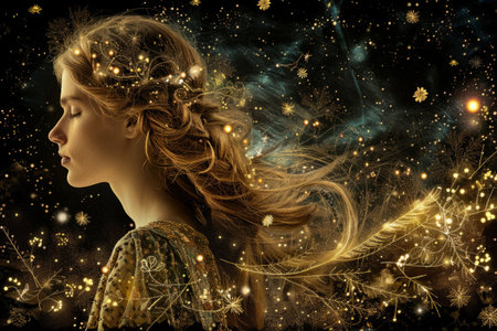 Girl, virgo horoscope zodiac sign symbolの素材