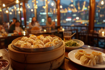 dim sum in bamboo steamerの素材