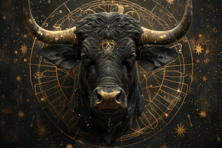 Taurus astrological sign, zodiac constellation logoの素材