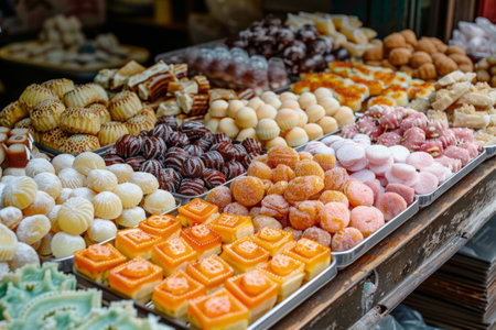 Turkish oriental traditional sweets at the marketの素材