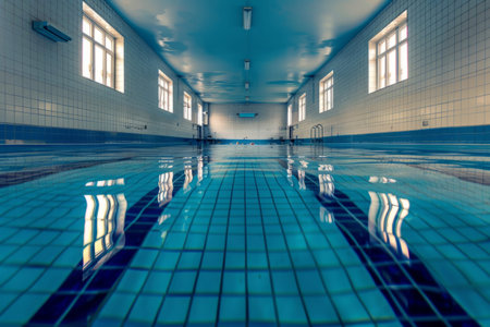 Olympic swimming pool at the sports centerの素材