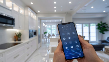 Smartphone in a smart home, automation controlの素材