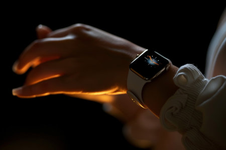 Smart watch on the wrist close-upの素材