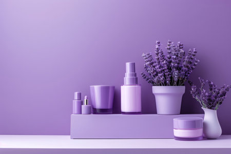 Decorative set of beauty products, bottles and containers cosmeticsの素材