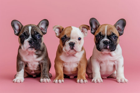 Cute pets dogs on a pink backgroundの素材