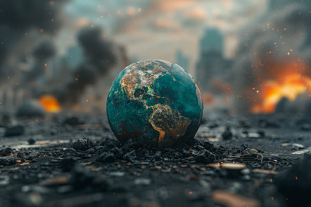 Ruins of planet earth after Armageddon global catastropheの素材