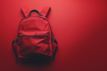 School backpack flat lay, back to schoolの素材