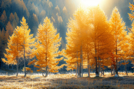 autumn forest in the morningの素材