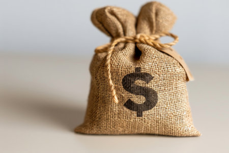 Money bag with dollar symbol, savings conceptの素材
