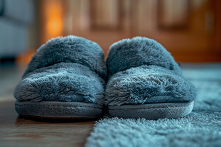 Soft comfortable warm house slippers in the roomの素材