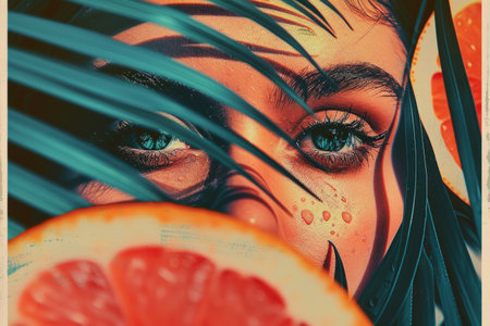 90s nineties vintage poster with womanの素材