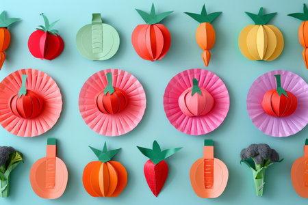 Paper vegetables, healthy organic food conceptの素材