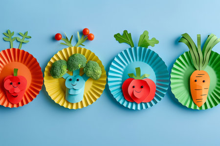 Paper vegetables, healthy organic food conceptの素材