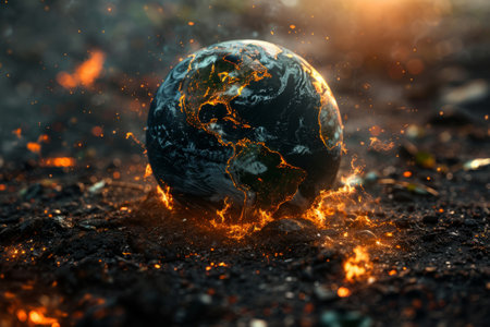 apocalyptic destruction of planet Earth armageddon, global catastropheの素材