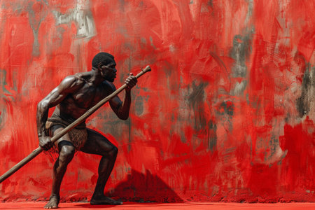 Primitive man with stick, evolution conceptの素材