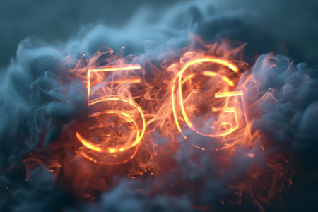 Glowing inscription 5g high-speed mobile wireless internetの素材