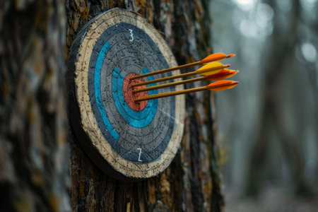 Arrow in bull's eye, business success and goal achievement conceptの素材