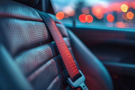 Close-up of car seat beltsの素材