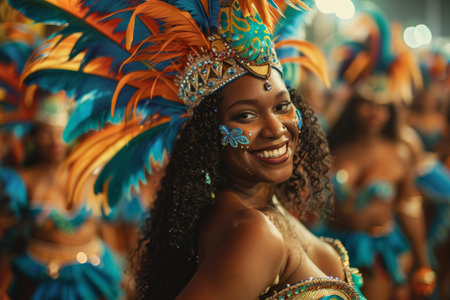 Beautiful woman latin brazilian dancer at festivalの素材