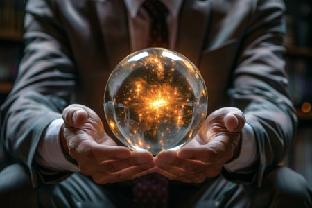 Fortune teller holding crystal ball predicting futureの素材