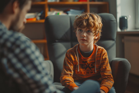 boy at a psychologist's officeの素材