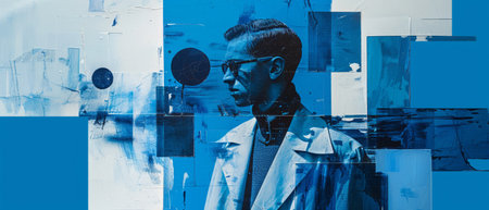 Portrait of a man abstract collage pop artの素材