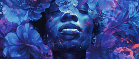 Portrait of a woman on an abstract background pop artの素材