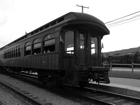 Black And White Image Of A Train.