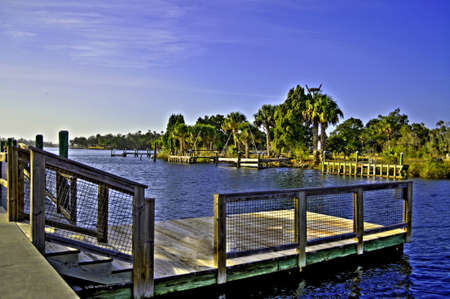 A boat dock shot in HDR. の写真素材