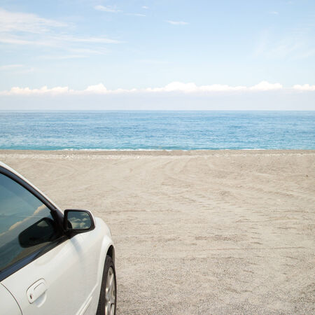 road trip, car park on the beachの写真素材