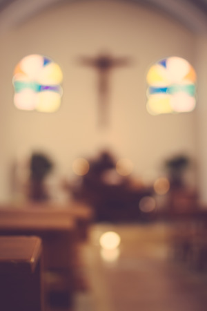 church interior blur abstract backgroundの写真素材