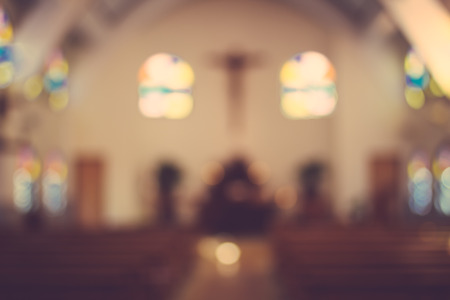 church interior blur abstract backgroundの写真素材